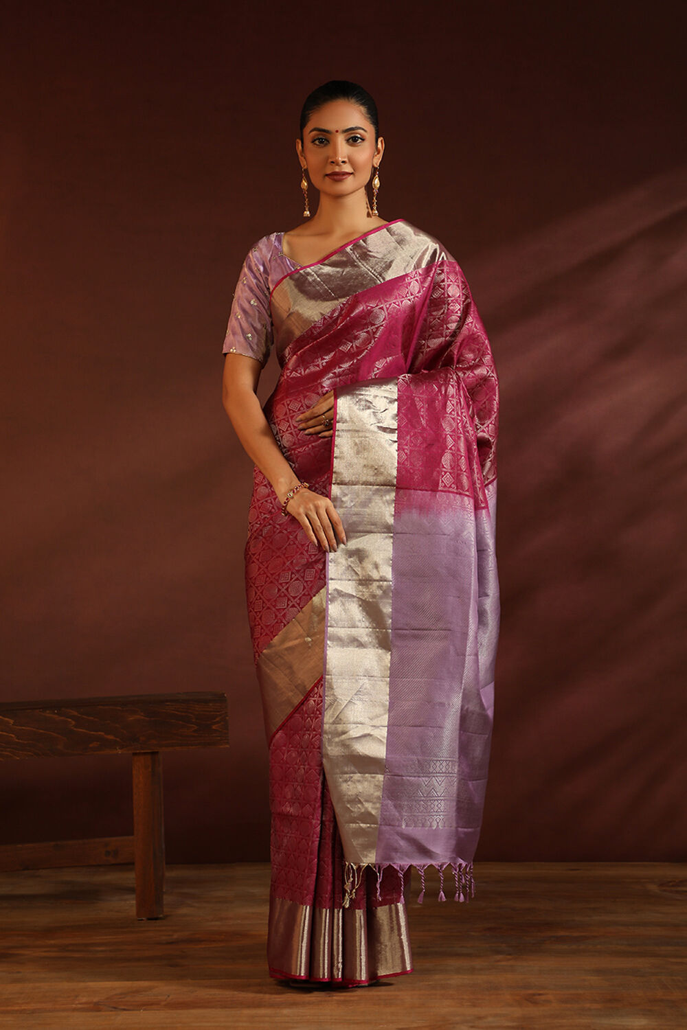 Pink South Pure Silk Woven Saree image number null