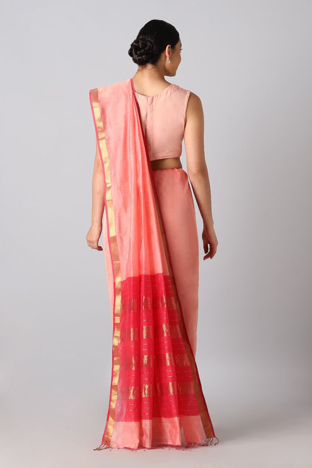 Light Orange Pure Silk Cotton Maheswari Saree image number null