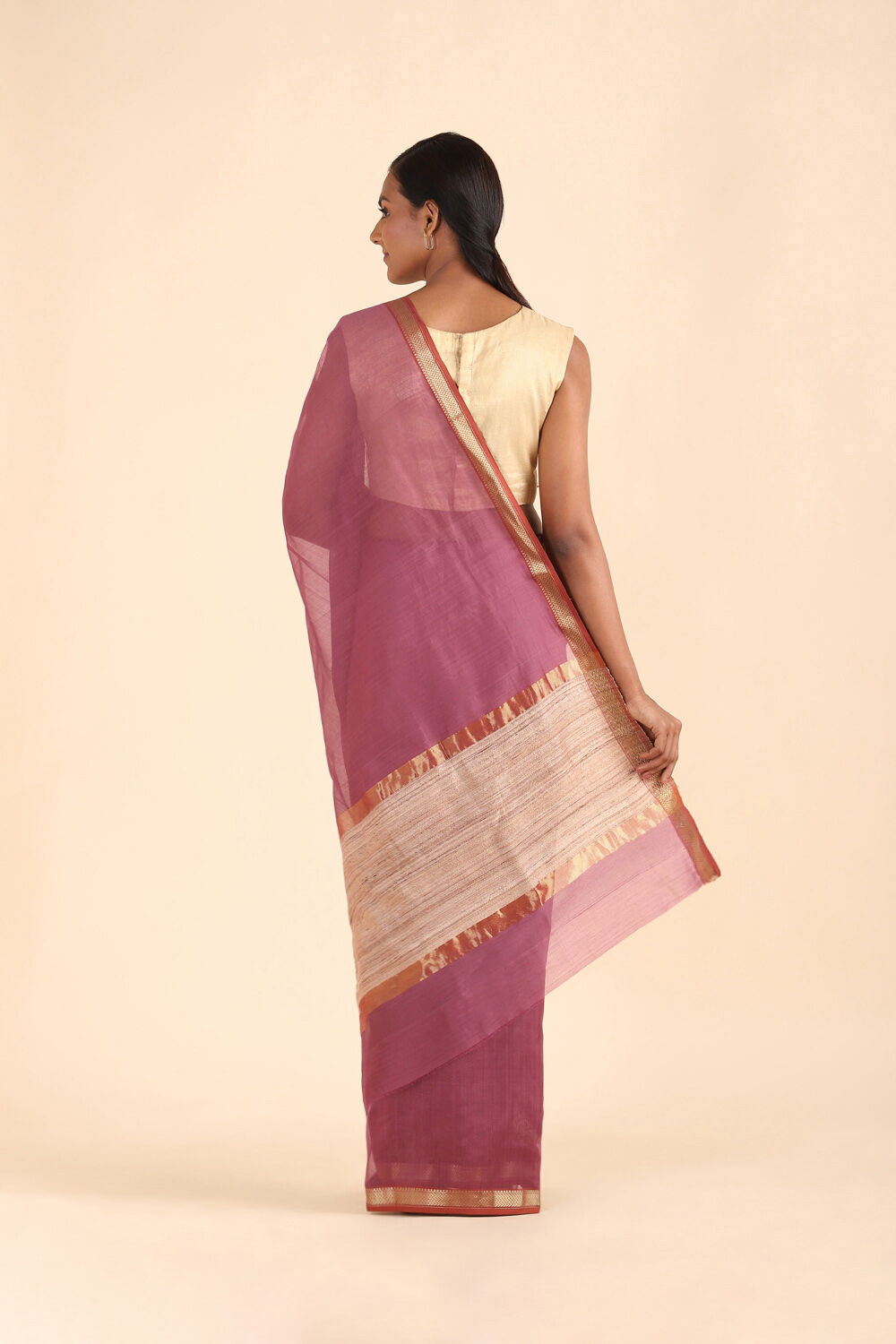 Pink Pure Silk Cotton Maheshwari Saree image number null