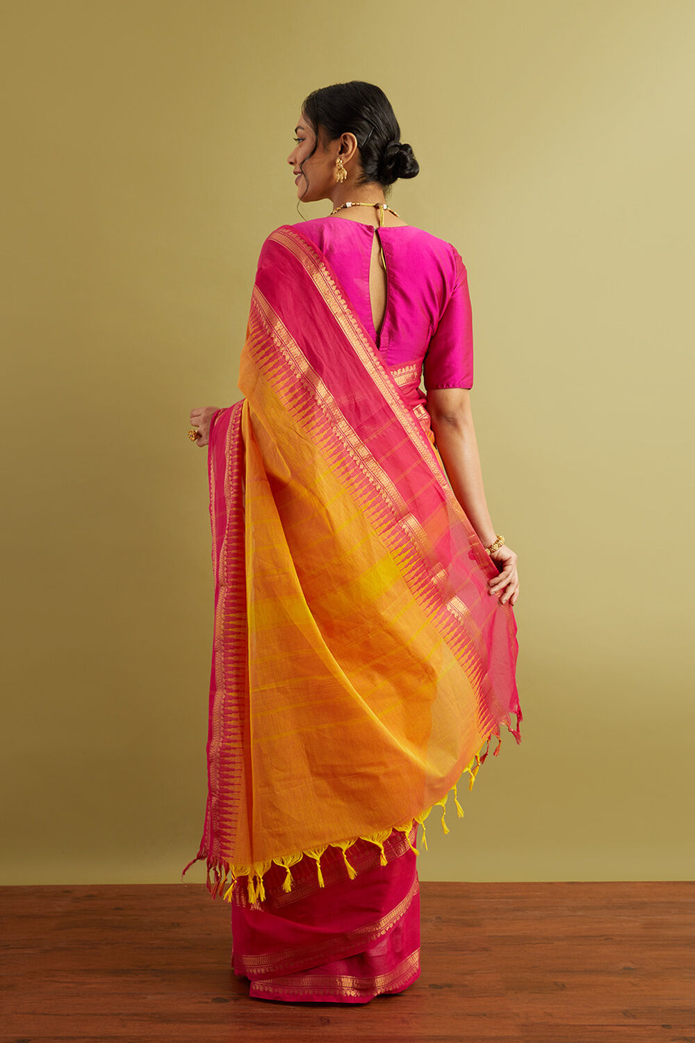Orange Woven Pure South Cotton Saree image number null