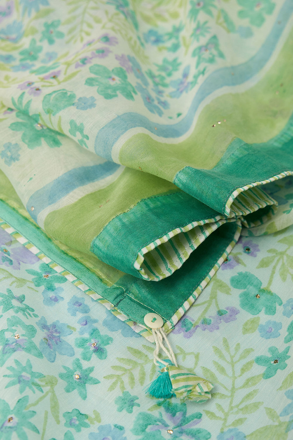 Green Rajasthan Pure Silk Cotton Printed Mukaish Saree image number null