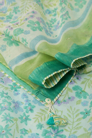 Green Rajasthan Pure Silk Cotton Printed Mukaish Saree thumbnail image number null