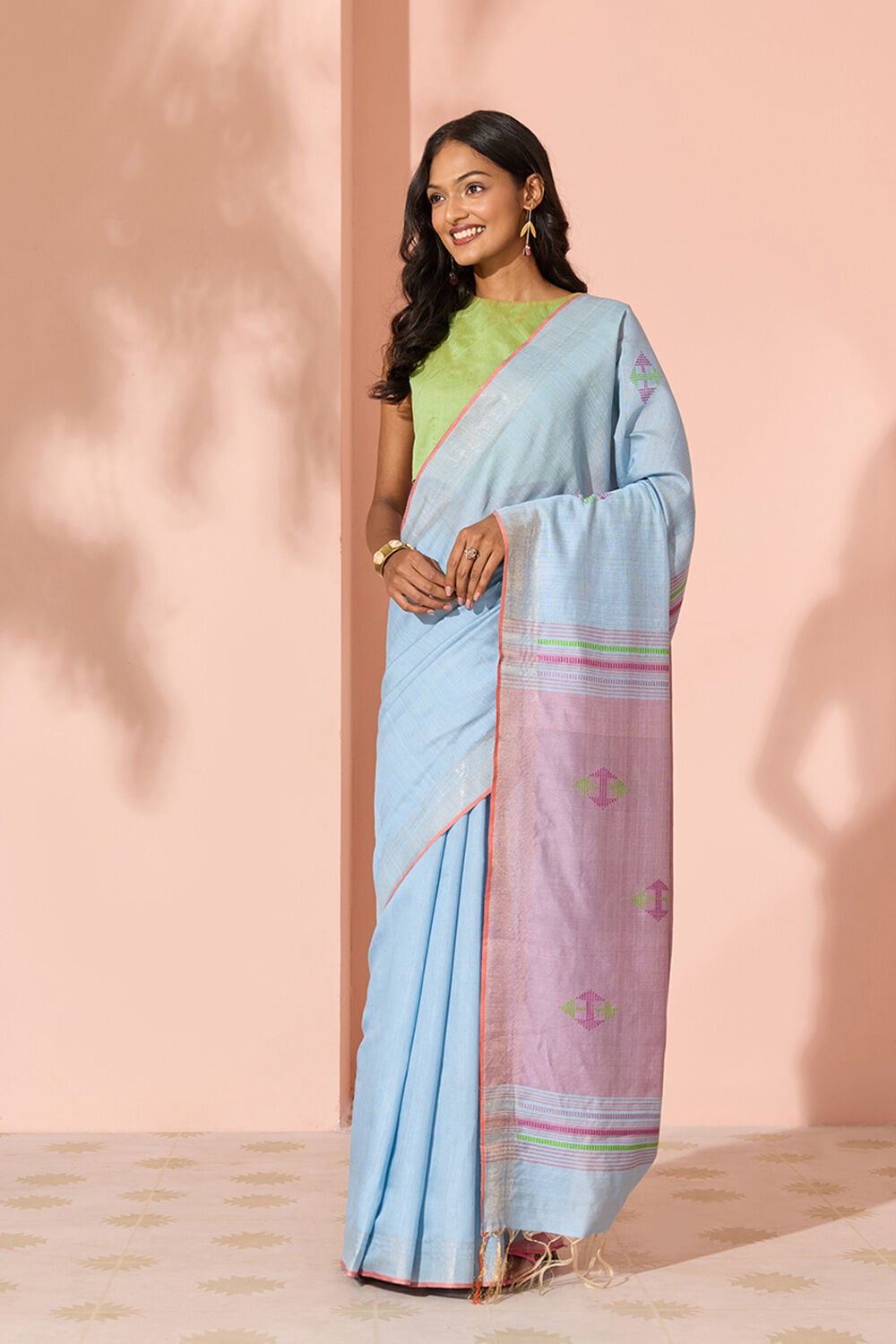 Light Blue Woven Silk Viscose Bhagalpur Saree image number null