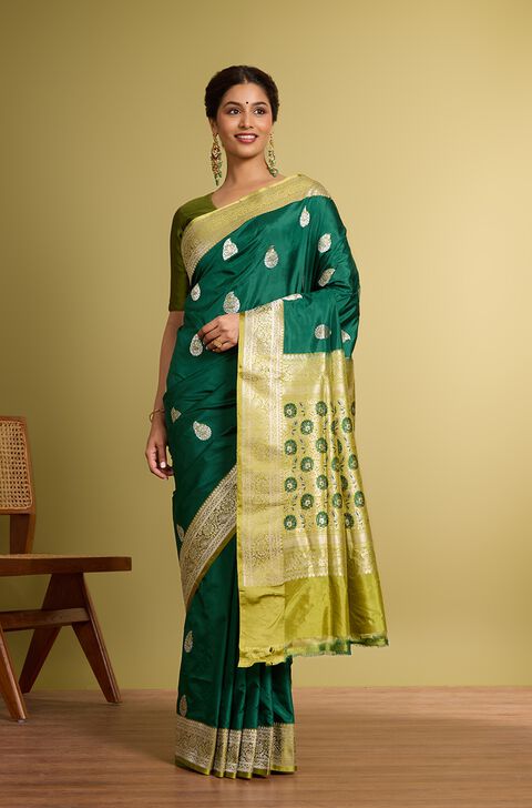 Green Pure Silk Kadwa Banarasi Saree