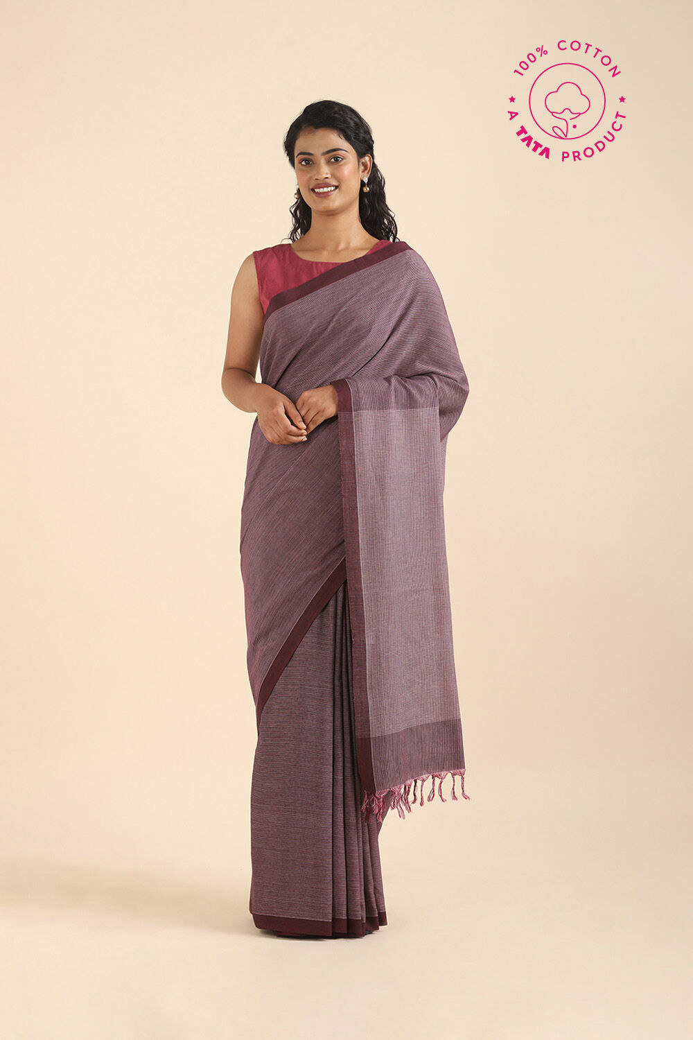 Brown Pure Cotton Bengal Saree image number null