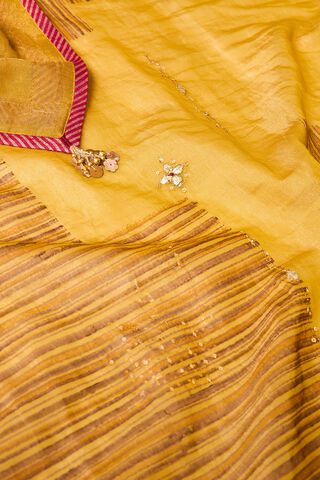 Yellow Pure Tissue Cotton Printed Embroidered Saree thumbnail image number null