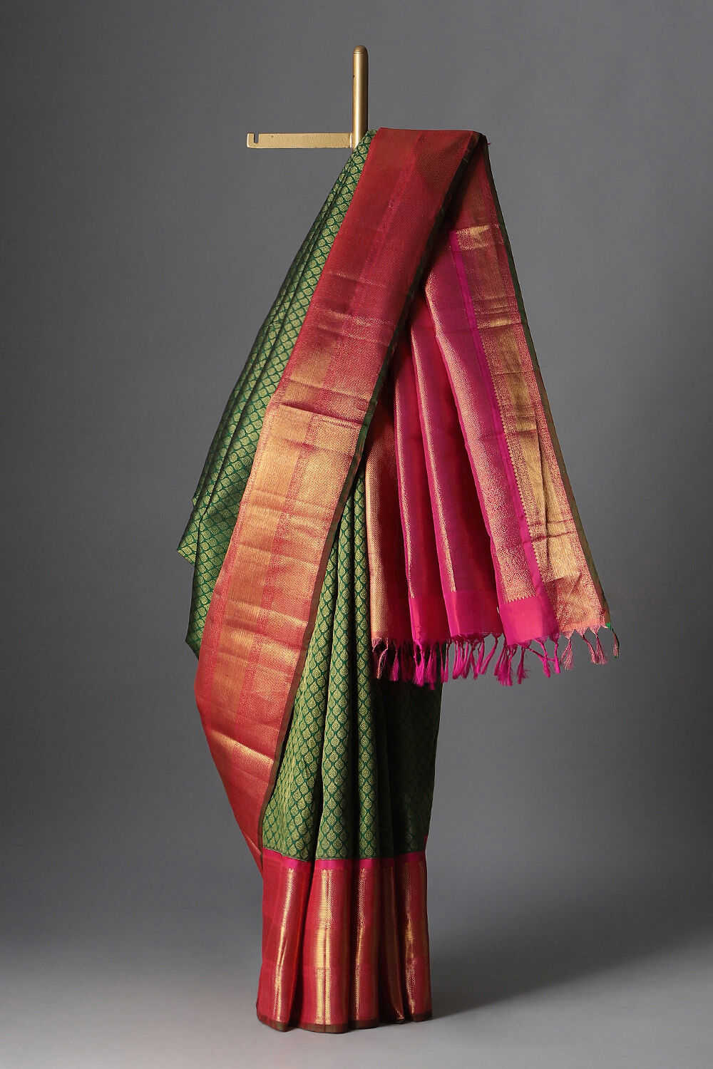 Forest Green Pure Zari Silk Kanjivaram Saree image number null