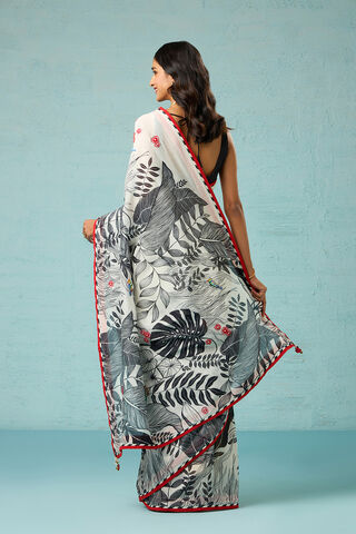Off White Printed Pure Silk Cotton Saree thumbnail image number null