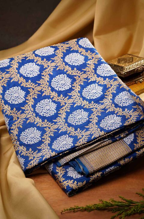 Navy Pure Silk Kadwa Banarasi Saree