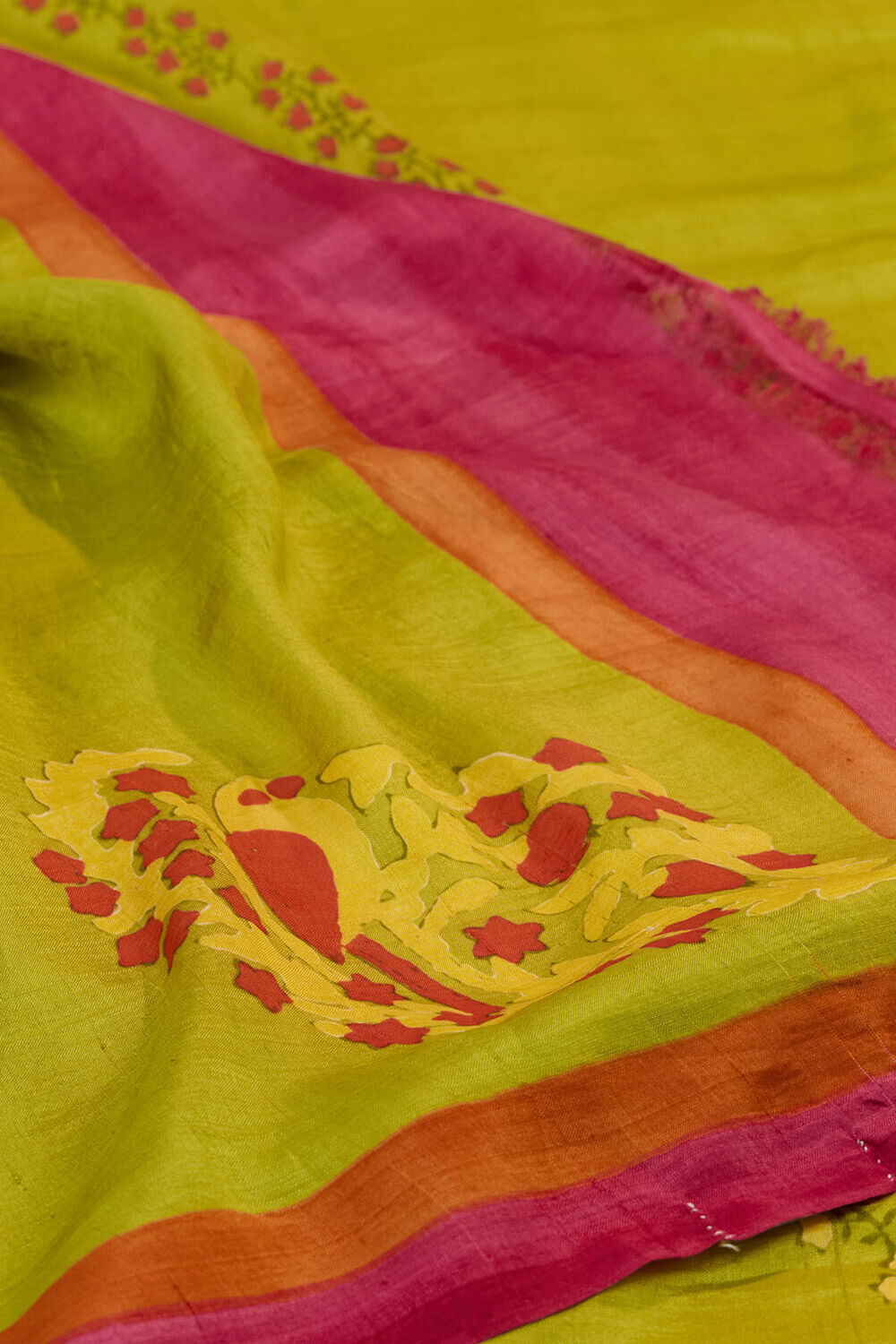 Light Green Pure Silk Block Printed Chattisgarh Saree image number null