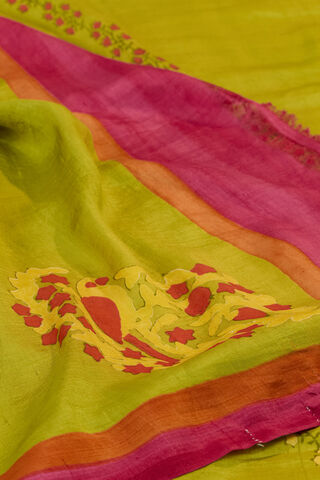 Light Green Pure Silk Block Printed Chattisgarh Saree thumbnail image number null