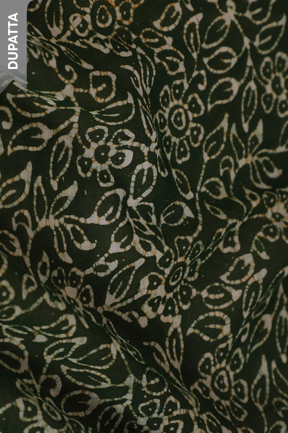 Dark Green Pure Cotton Batik Unstitched Suit Set image number null