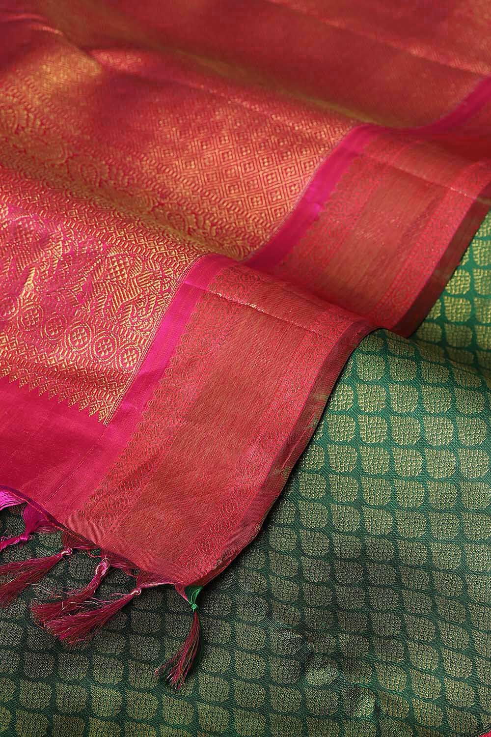 Forest Green Pure Zari Silk Kanjivaram Saree image number null