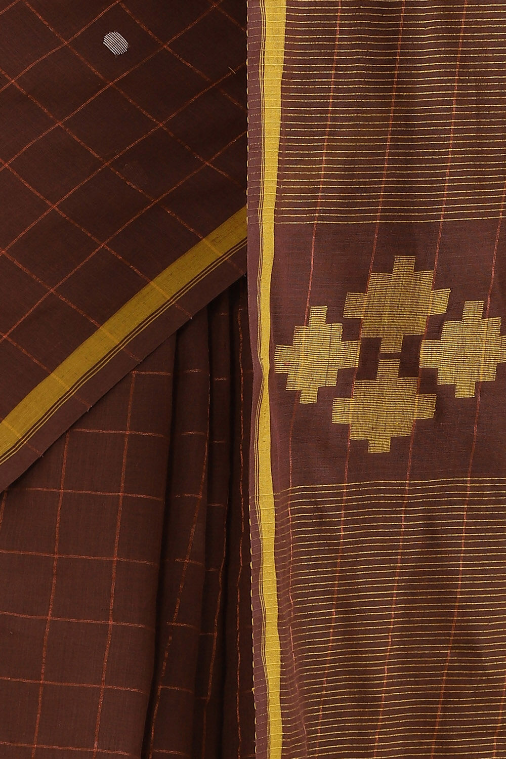 Brown Pure Cotton Jamdani Saree image number null