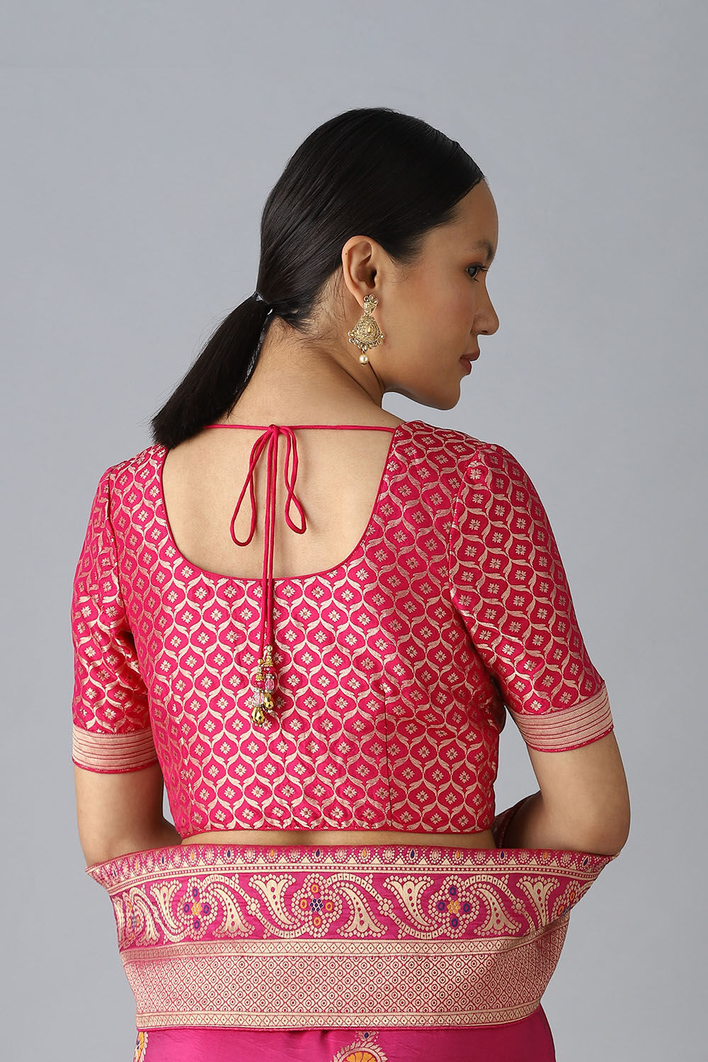 Dark Pink Viscose Brocade Blouse image number null