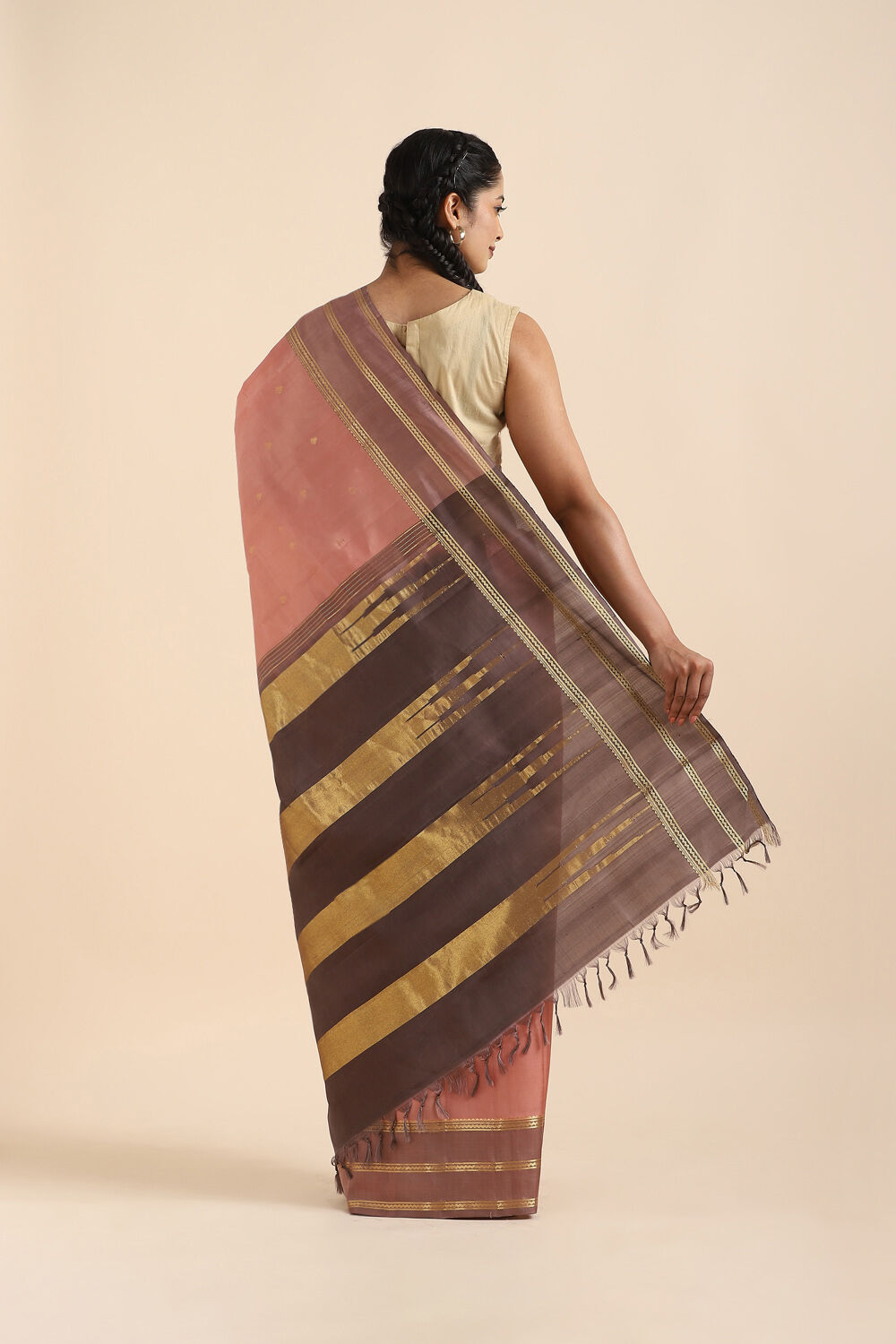 Light Pink Pure Silk Kanjivaram inspired Saree image number null