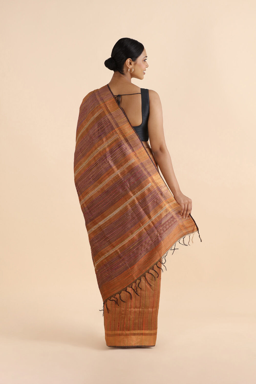 Brown Pure Tussar Silk Bhagalpuri Saree image number null