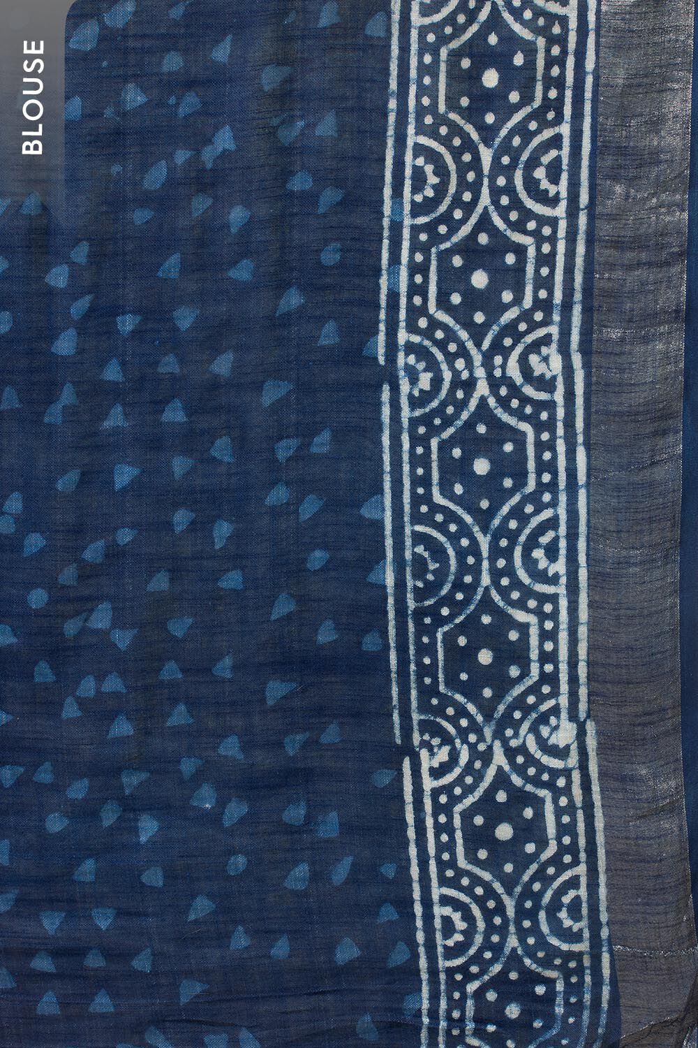Blue Block Printed Cotton Viscose Saree image number null