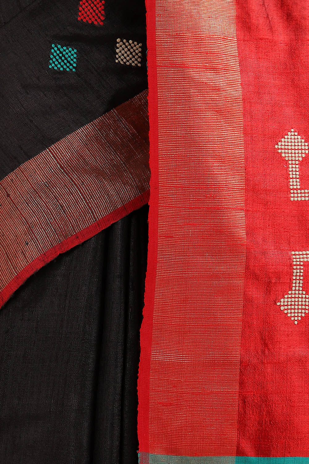 Black Pure Tussar Silk Bhagalpuri Saree image number null