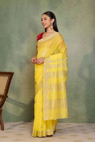 Yellow Woven Pure Silk Cotton Chanderi Saree thumbnail image number null