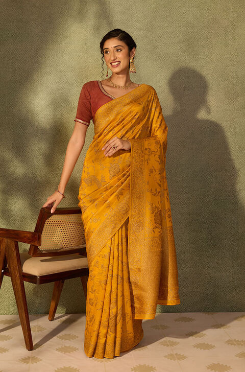 Yellow Pure Viscose Woven Saree