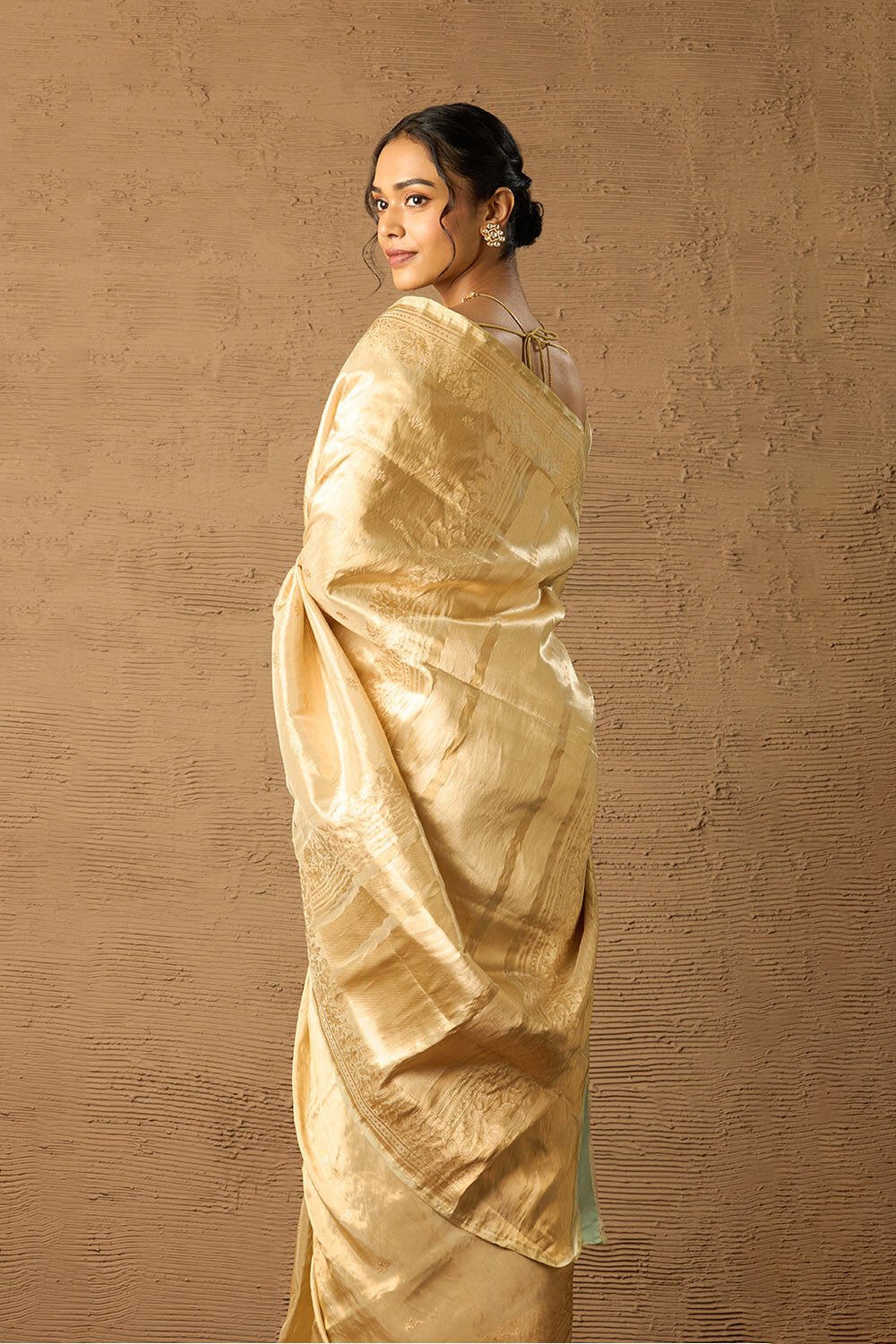 Yellow Pure Silk Tissue Kadwa Banarasi Saree image number null