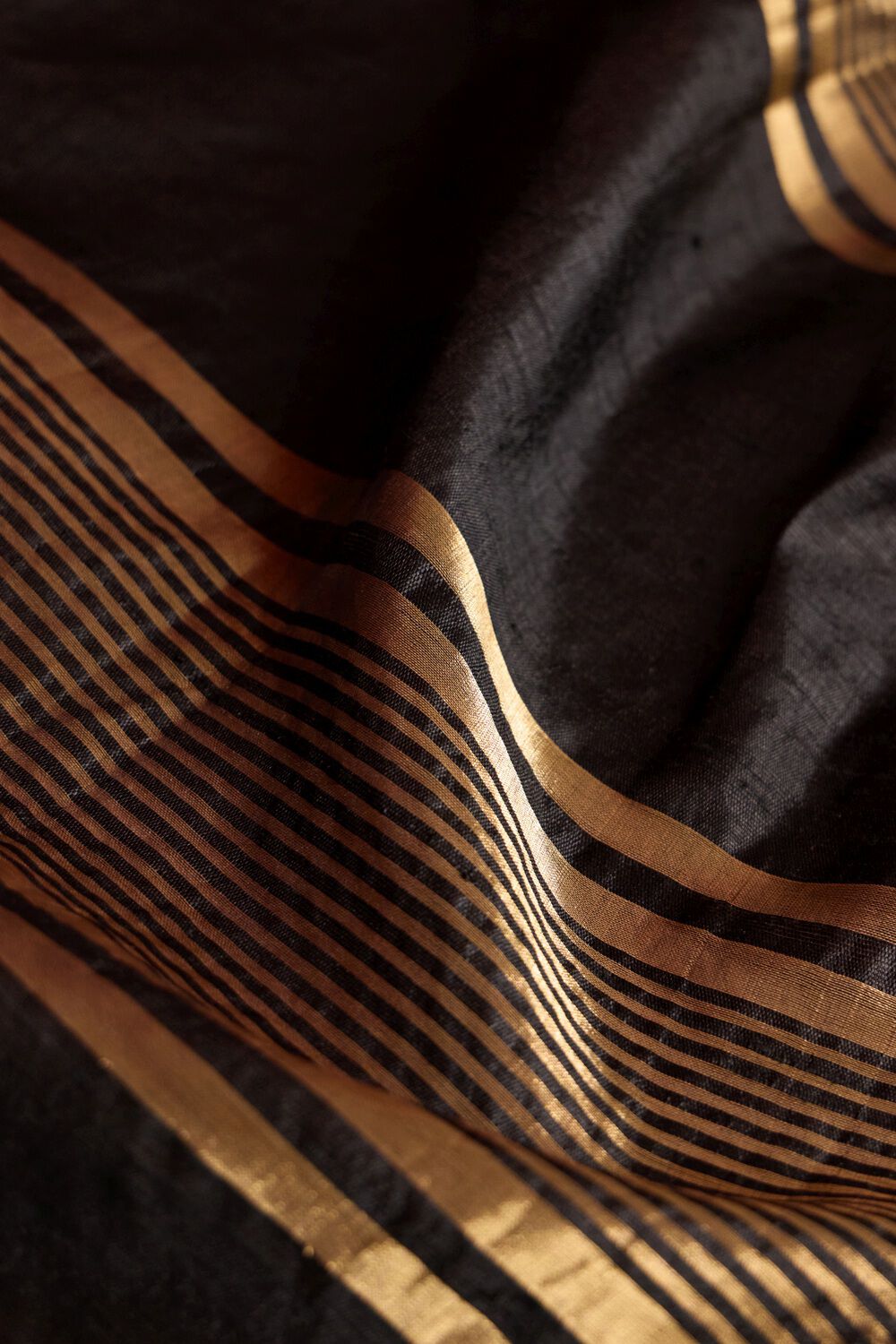 Black Pure Tussar Silk Bhagalpur Woven Saree image number null