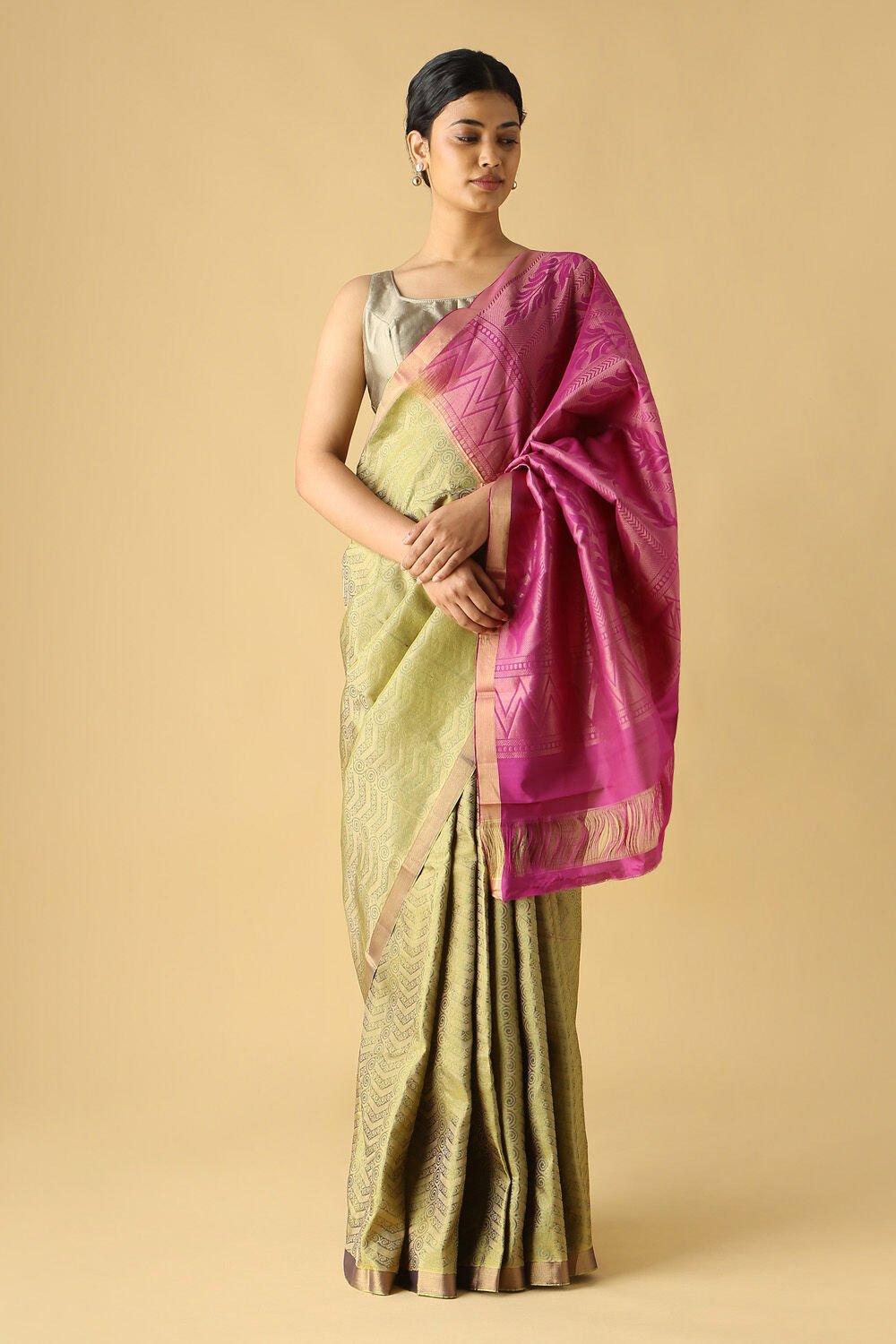 Light Green Pure Silk South Saree image number null