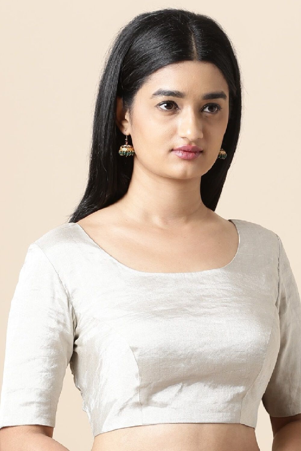 Silver Tissue Cotton Blouse image number null