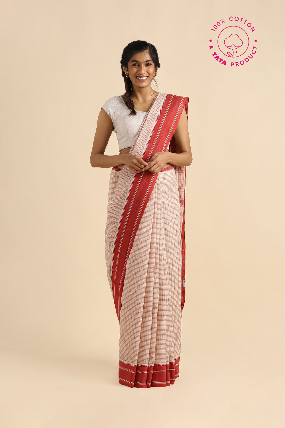 Off White Pure Cotton Naranyanpet Saree image number null