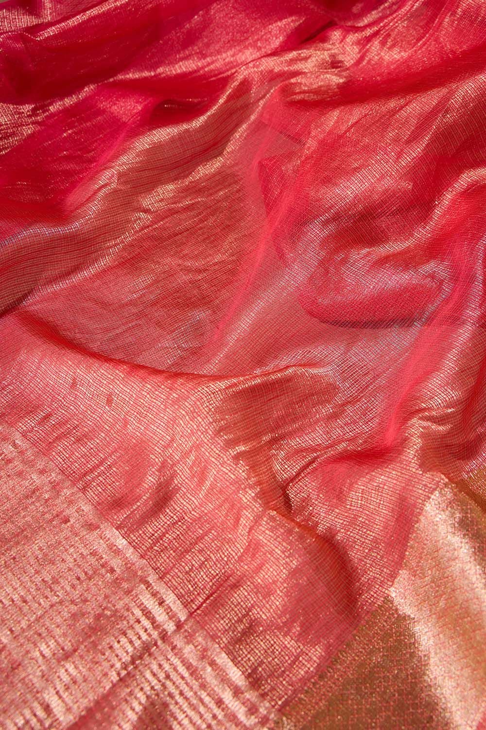 Pink Woven Viscose Tissue Saree image number null