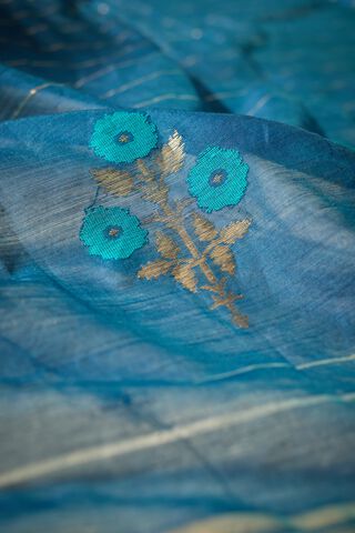 Dark Blue Woven Pure Silk Cotton Chanderi Saree thumbnail image number null