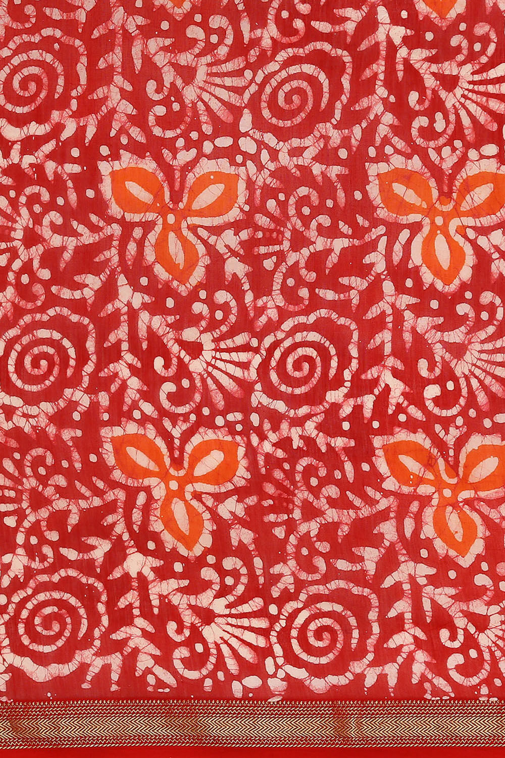 Orange Batik Pure Silk Cotton Saree image number null