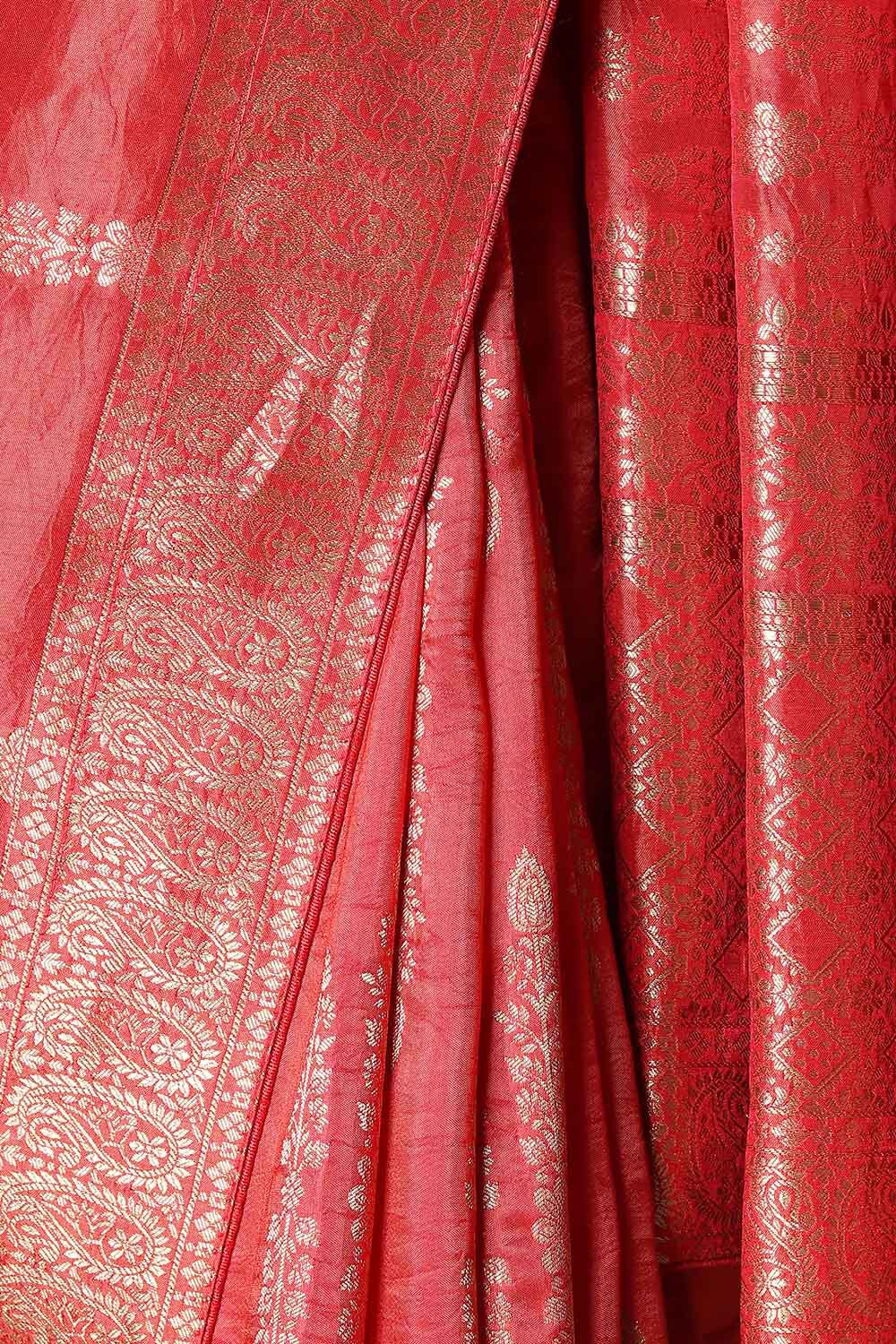 Red Luxe Woven Saree image number null