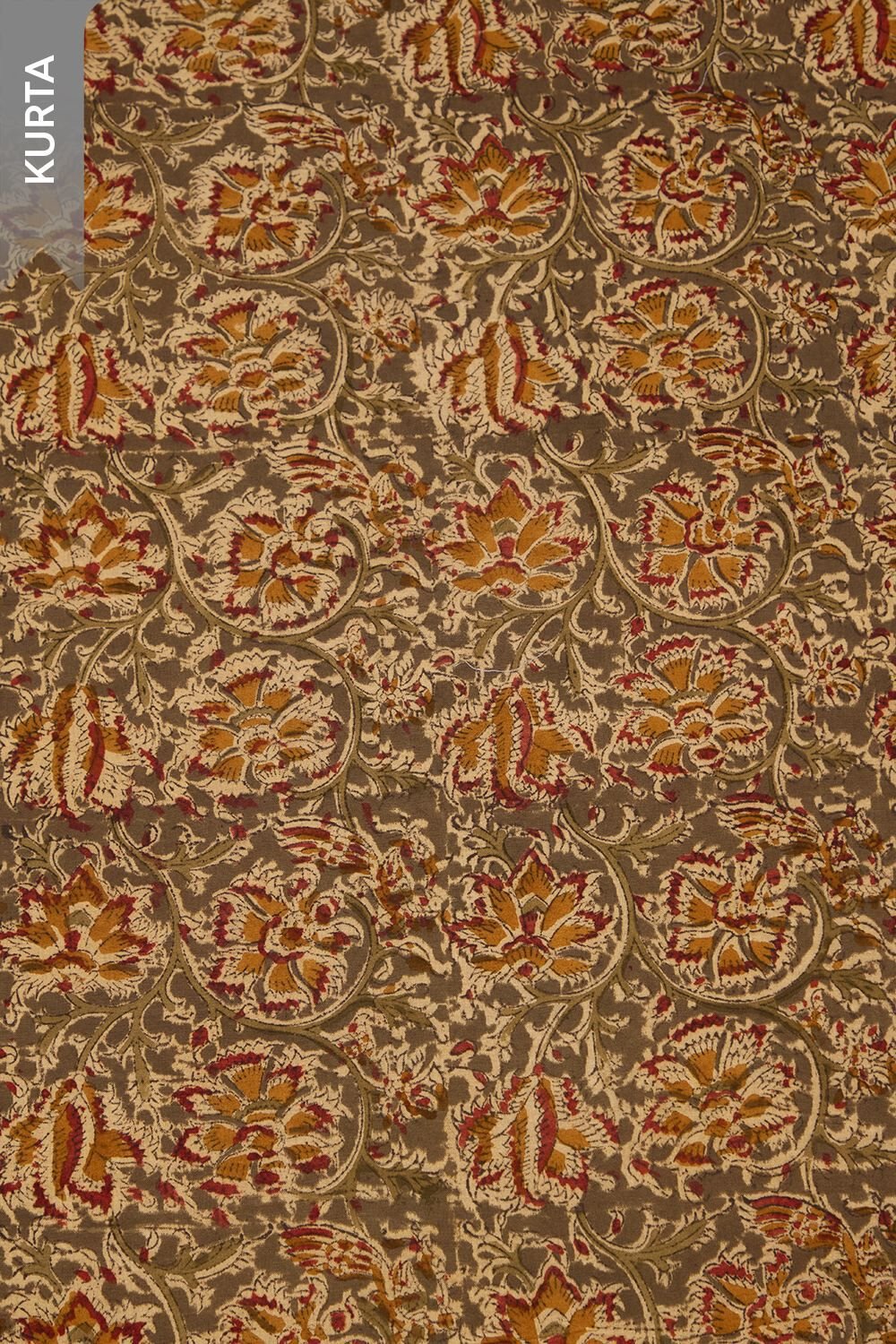 Grey Printed Kalamkari Pure Cotton Unstitched Suit Set image number null
