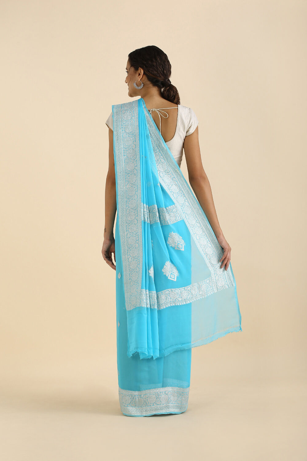 Light Pure Blue Georgette Banarasi Saree image number null