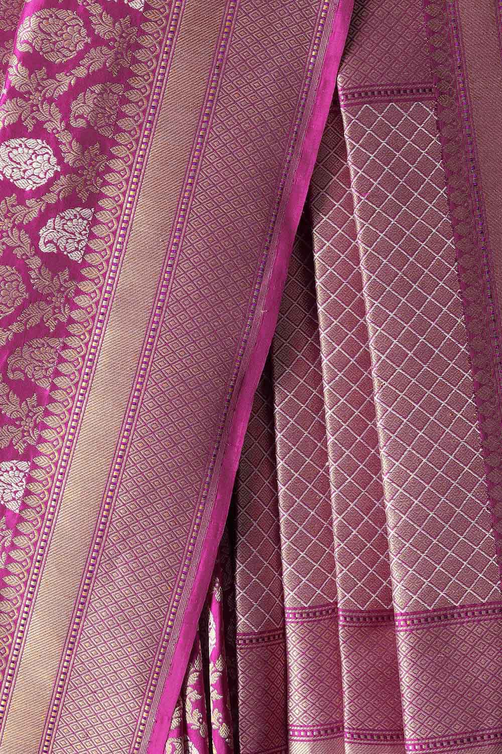 Dark Pink Pure Silk Banarasi Saree image number null