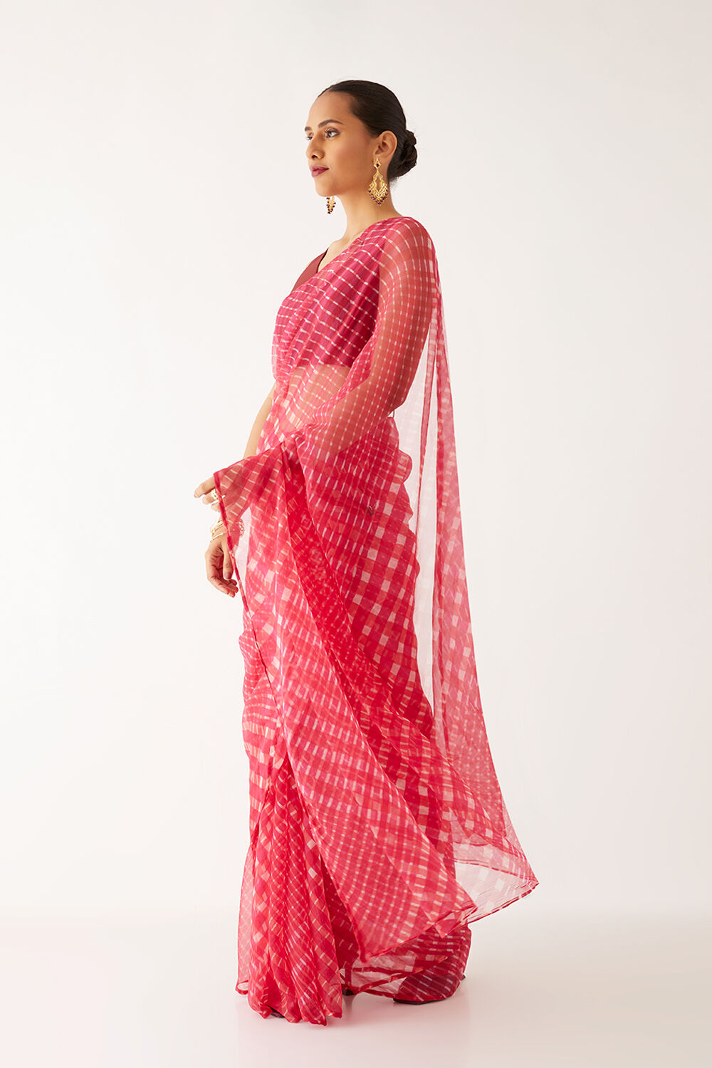 Pink Pure Georgette Leheriya Saree image number null