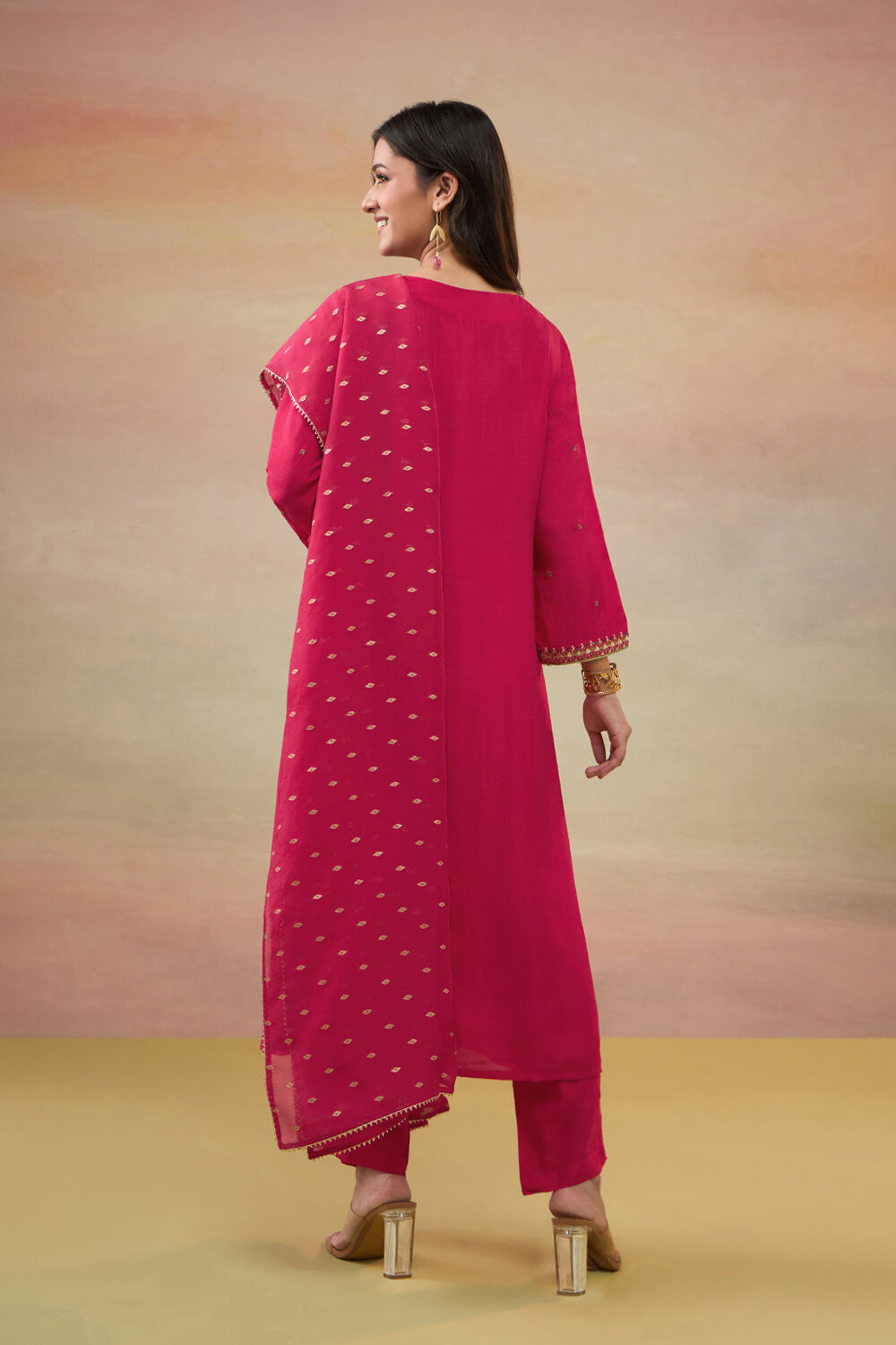Pink Pure Viscose Embroidered Kurta Set image number null