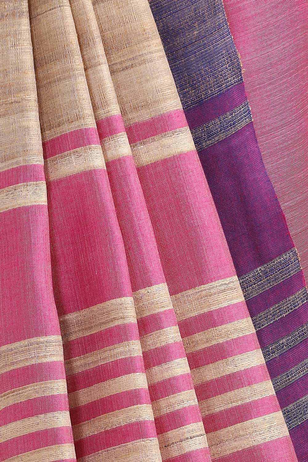 Pink Pure Silk Viscose Bhagalpuri Saree image number null