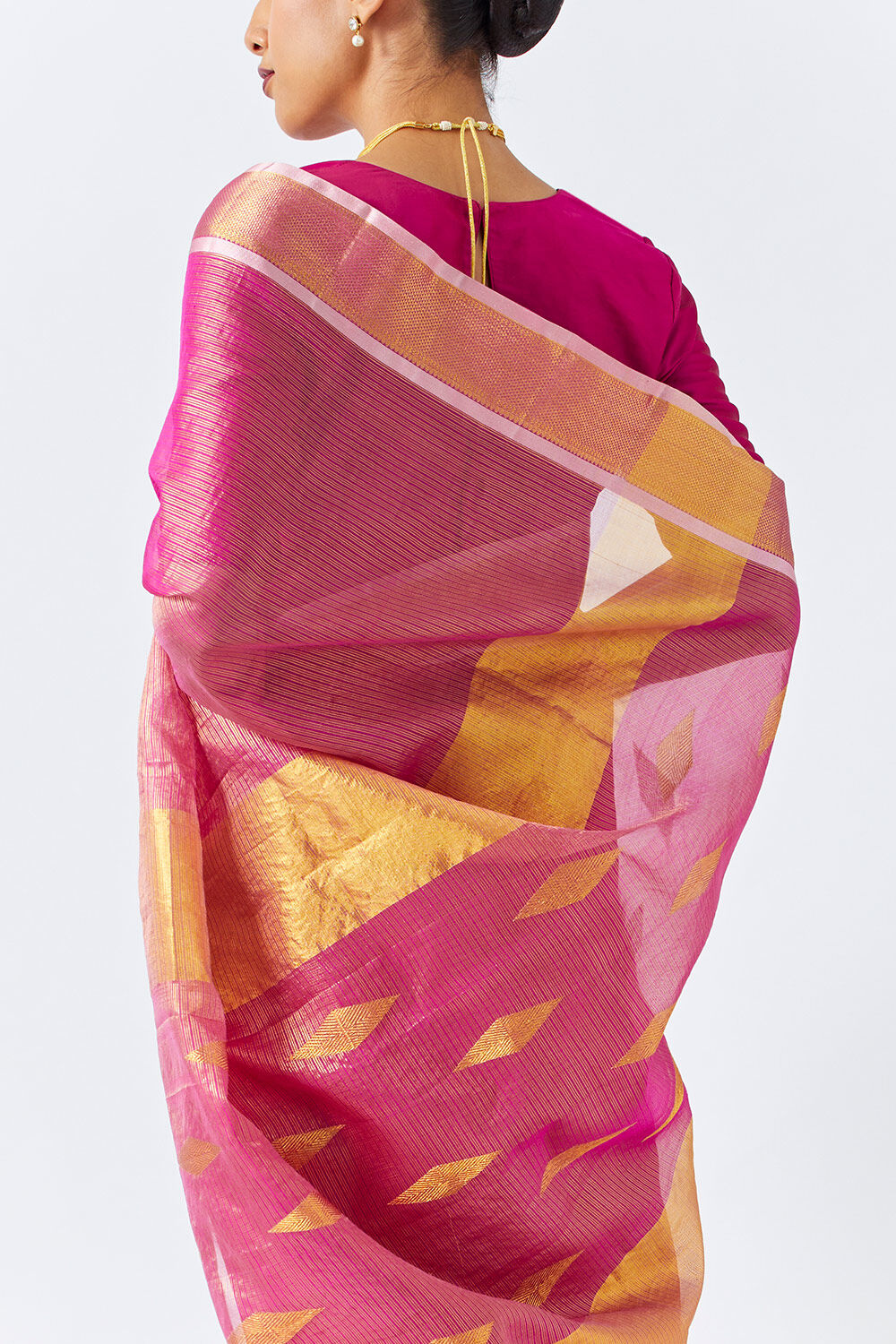 Dark Pink Pure Organza Kanjivaram Saree image number null