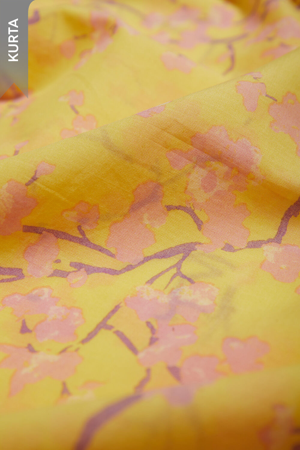 Yellow Screen Printed Pure Cotton Unstitched Suit Set image number null
