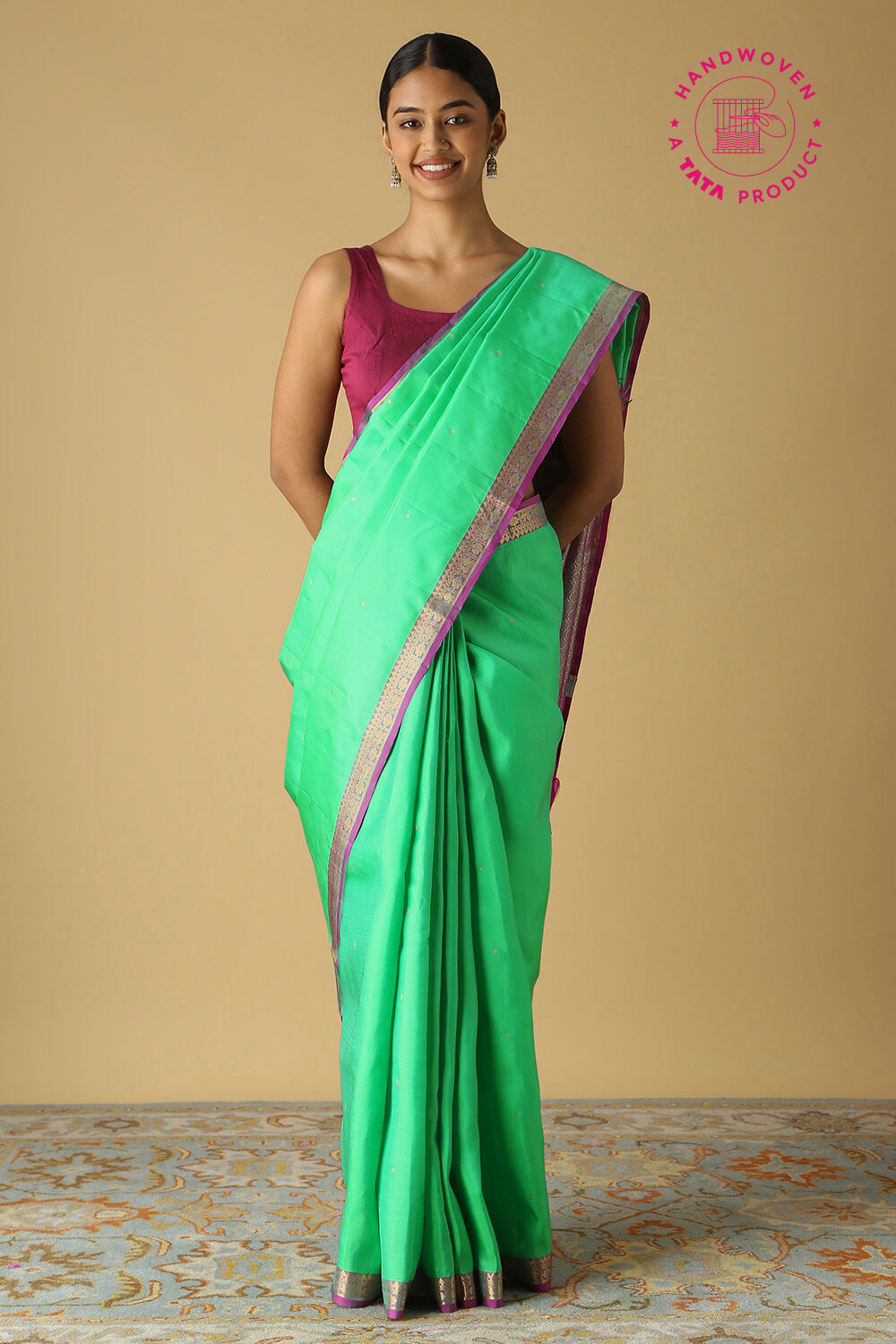 Green Pure Silk Kanjivaram Saree image number null