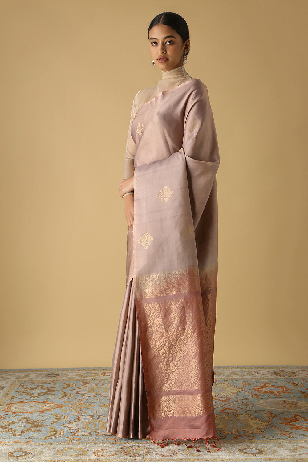 Light Violet Pure Silk South Saree image number null