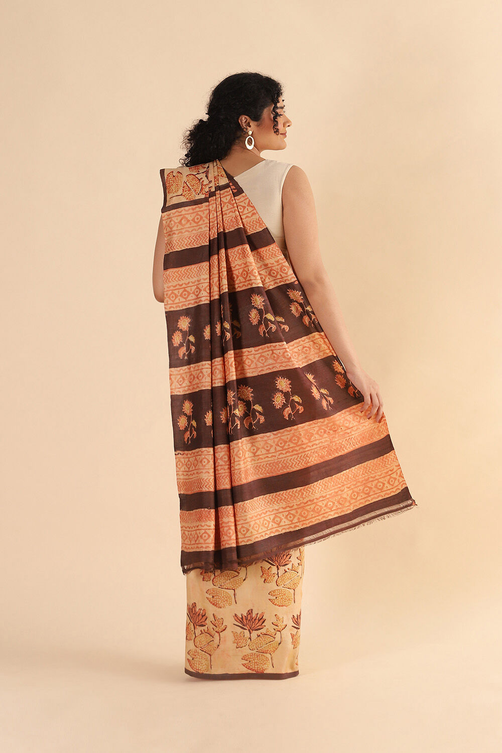 Blue Pure Silk Ajrakh Printed Saree image number null