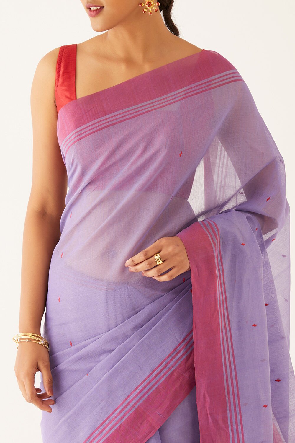 Purple Pure Silk Cotton Chanderi Saree image number null