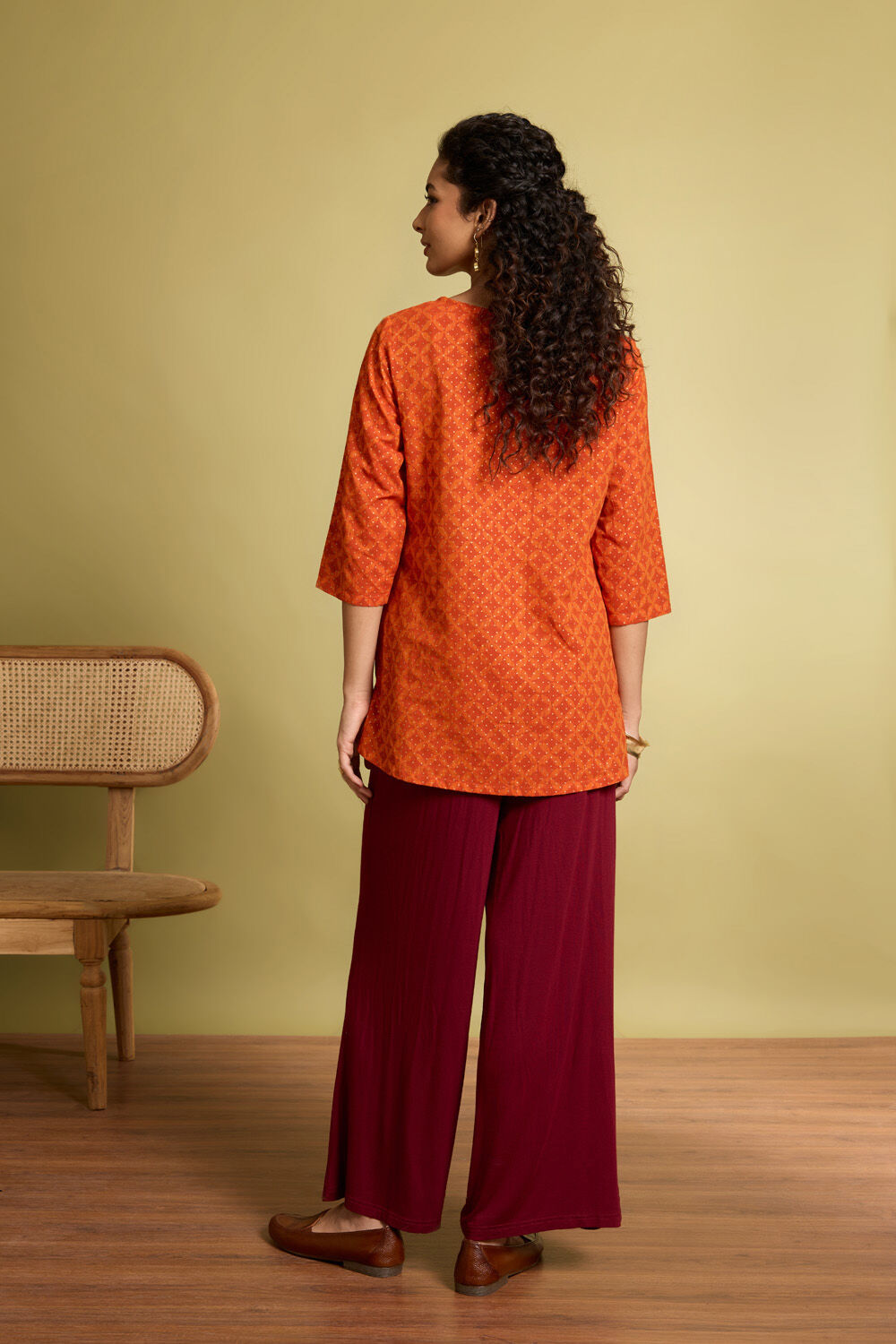 Dark Red Screen Printed Pure Cotton Short Top image number null