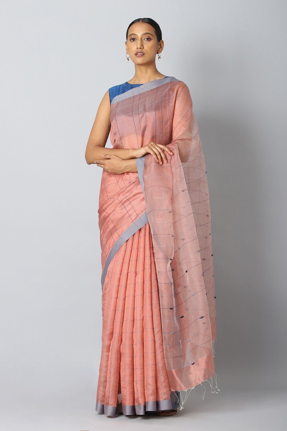 Light Pink Pure Silk Bengal Saree image number null