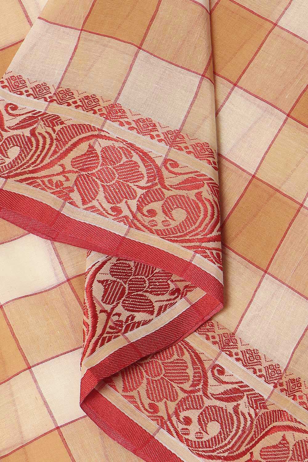 Beige Pure Cotton Bengal Saree image number null