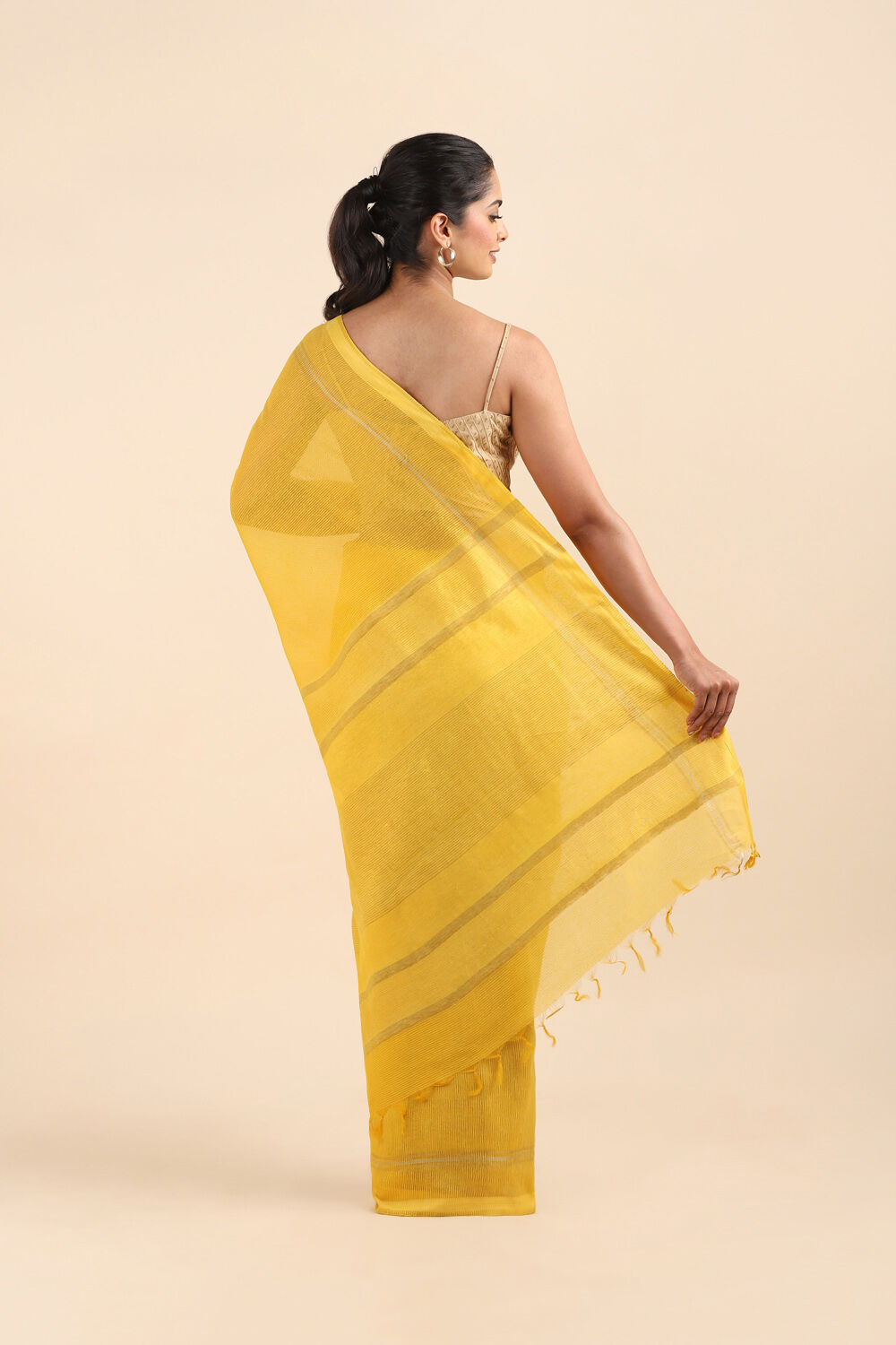 Yellow Pure Silk Woven Saree image number null